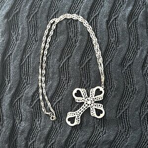Vintage White Cross Necklace